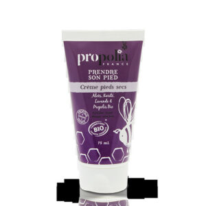 Crème pieds secs BIO: aloès, karité, lavande , propolis : 15,30€ Tube de 75ml